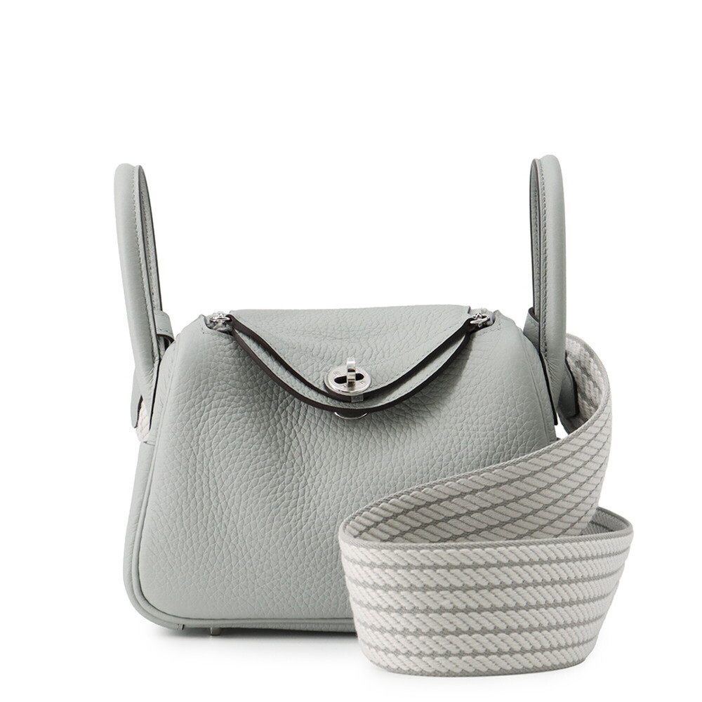 Hermes Lindy Mini Sangle Cortage Handbag, Blue Glacier/Gris Perle, Taurillon ...